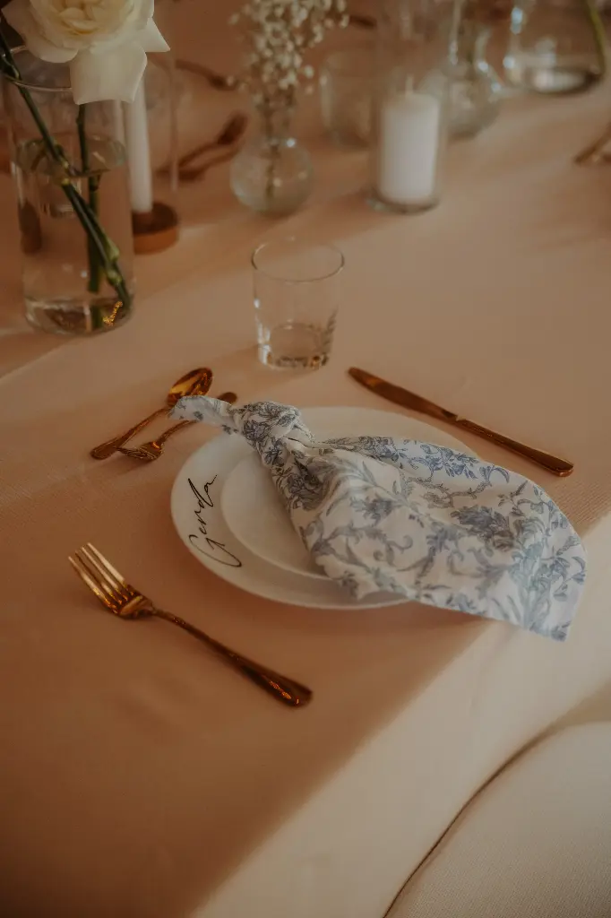 Serviette Blau / Weiß