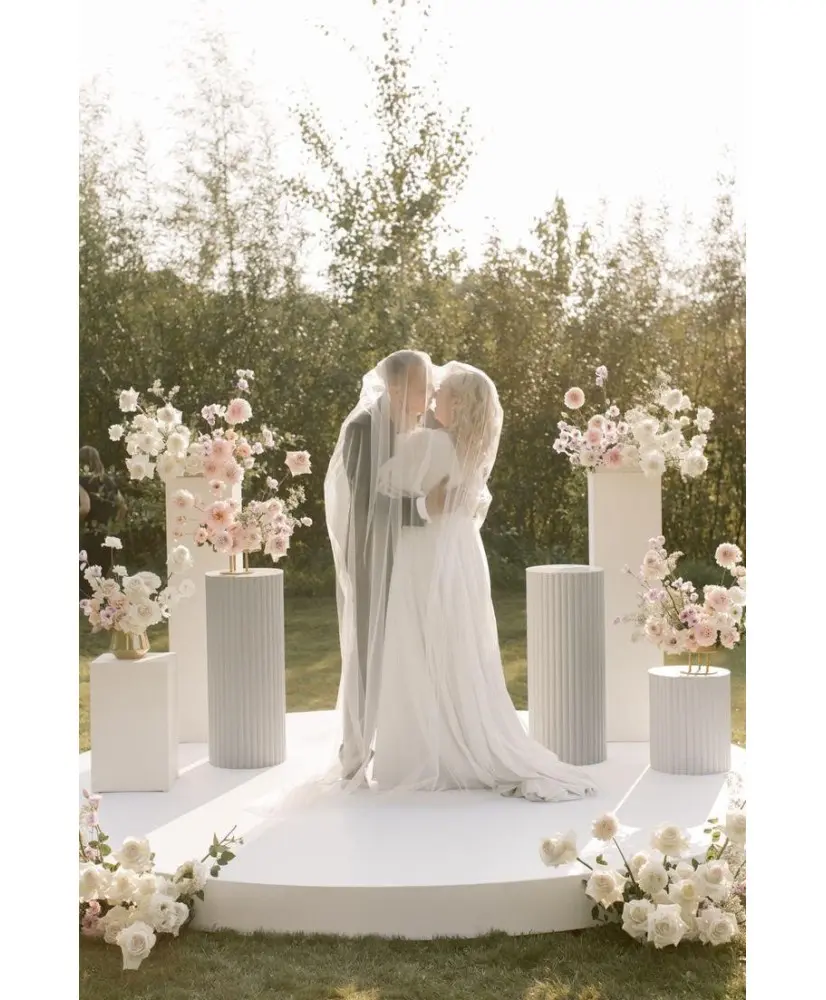 Trausäulen Weiß Geriffelt