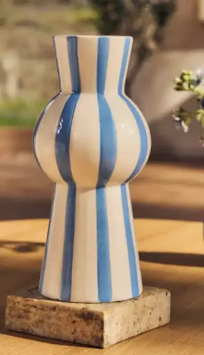 Vasenschale Blau / Weiß